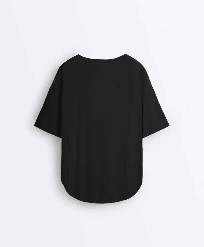 Modal Blend Short-Sleeved T-Shirt with Rounded Back Hem Modal Blend Short-Sleeved T-Shirt with Rounded Back Hem