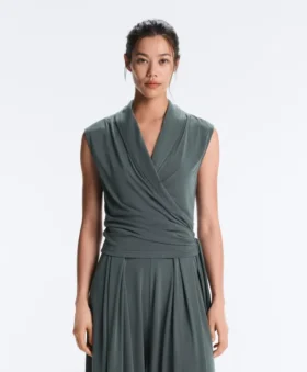 Modal Blend Sleeveless Crossover T-Shirt