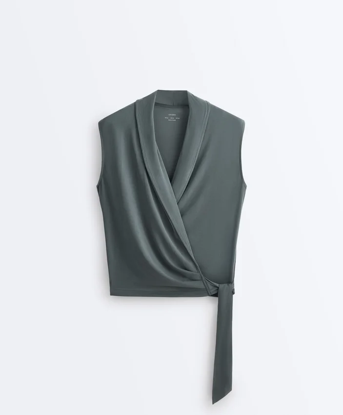 Modal Blend Sleeveless Crossover T-Shirt Modal Blend Sleeveless Crossover T-Shirt