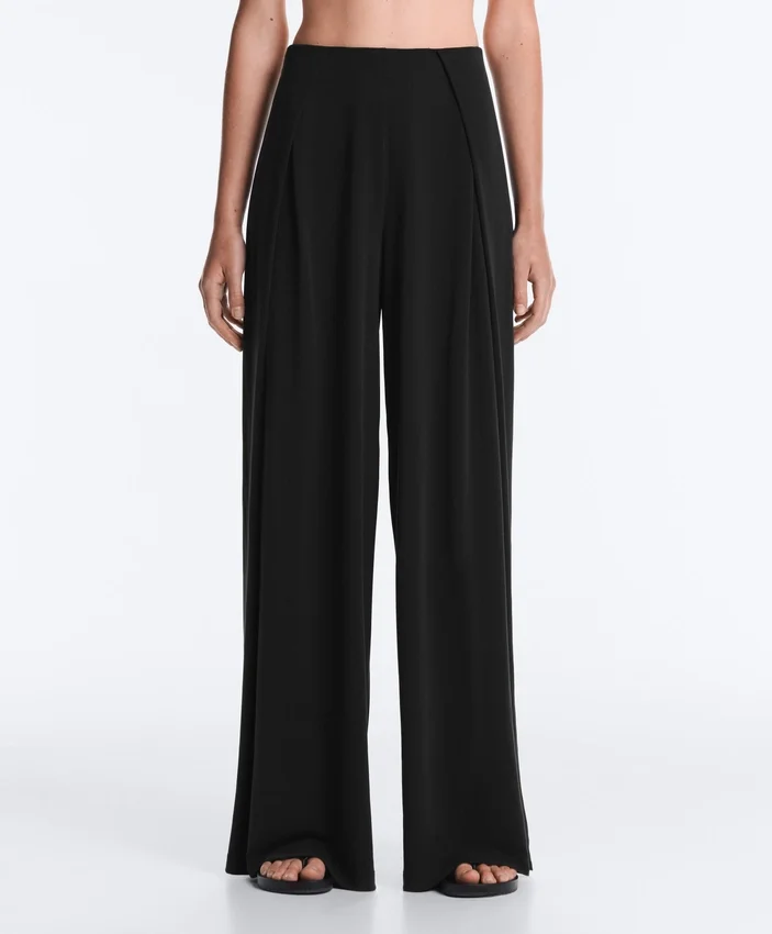 Modal Blend Straight-Leg Trousers with Side Pleat Modal Blend Straight-Leg Trousers with Side Pleat