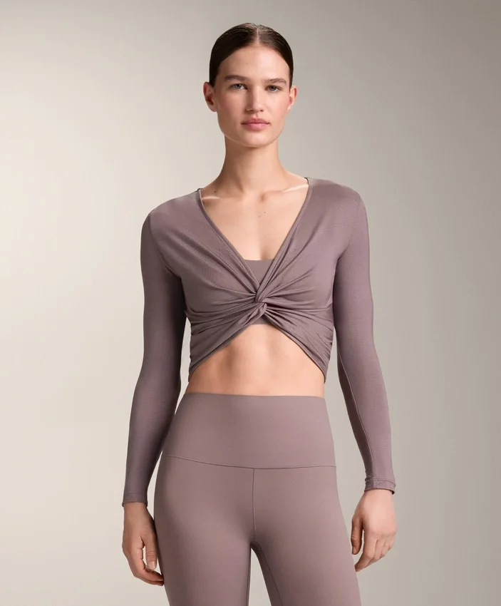 Multi-Position Long Sleeve Knotted Lyocell Blend T-Shirt Multi-Position Long Sleeve Knotted Lyocell Blend T-Shirt