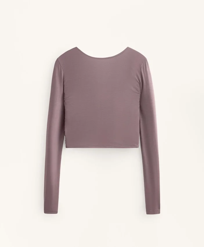 Multi-Position Long Sleeve Knotted Lyocell Blend T-Shirt Multi-Position Long Sleeve Knotted Lyocell Blend T-Shirt