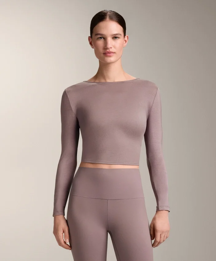 Multi-Position Long Sleeve Knotted Lyocell Blend T-Shirt Multi-Position Long Sleeve Knotted Lyocell Blend T-Shirt