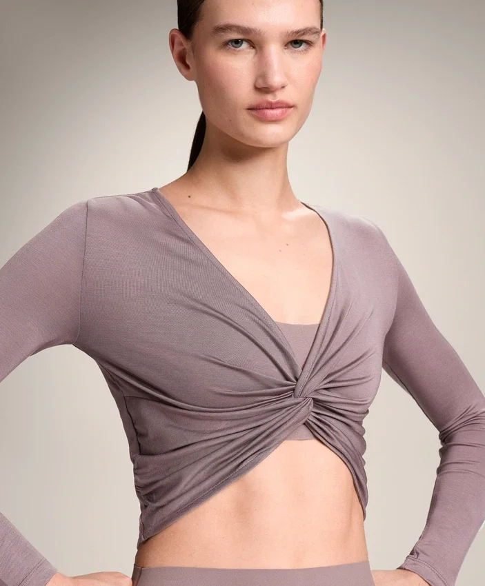 Multi-Position Long Sleeve Knotted Lyocell Blend T-Shirt Multi-Position Long Sleeve Knotted Lyocell Blend T-Shirt