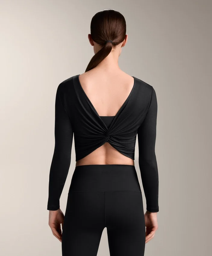 Multi-Position Long Sleeve Knotted Lyocell Blend T-Shirt Multi-Position Long Sleeve Knotted Lyocell Blend T-Shirt