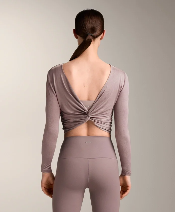 Multi-Position Long Sleeve Knotted Lyocell Blend T-Shirt Multi-Position Long Sleeve Knotted Lyocell Blend T-Shirt