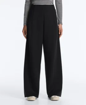 Neoprene Effect High Rise Wide-Leg Trousers
