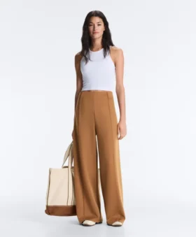 Neoprene Effect High Rise Wide-Leg Trousers