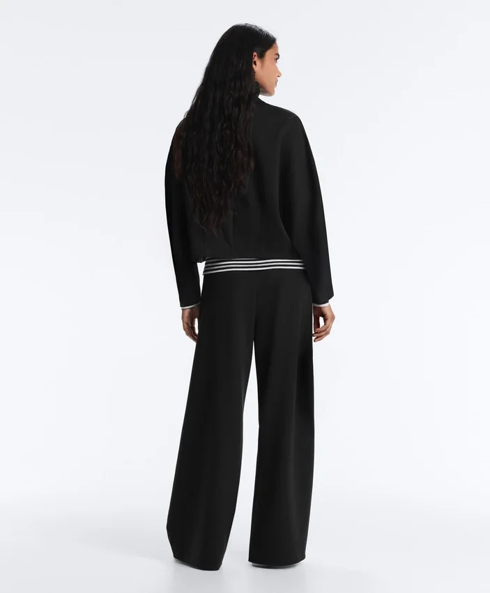 Neoprene Effect High Rise Wide-Leg Trousers Neoprene Effect High Rise Wide-Leg Trousers
