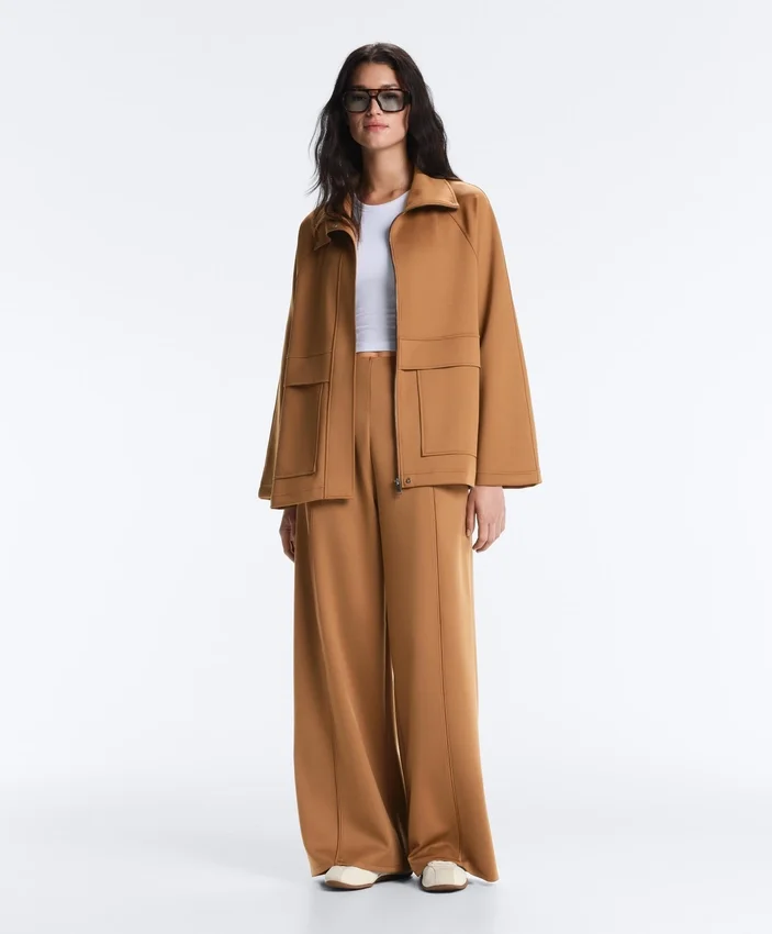 Neoprene Effect High Rise Wide-Leg Trousers Neoprene Effect High Rise Wide-Leg Trousers