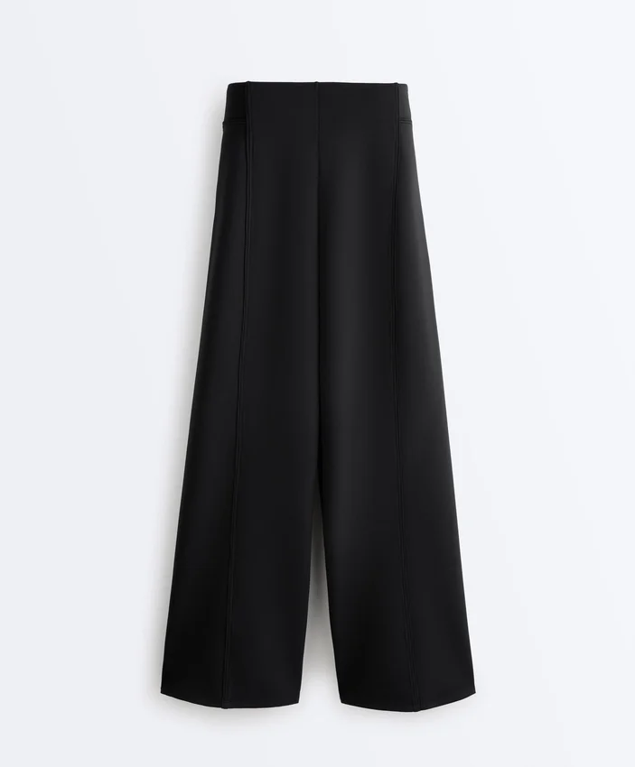 Neoprene Effect High Rise Wide-Leg Trousers Neoprene Effect High Rise Wide-Leg Trousers