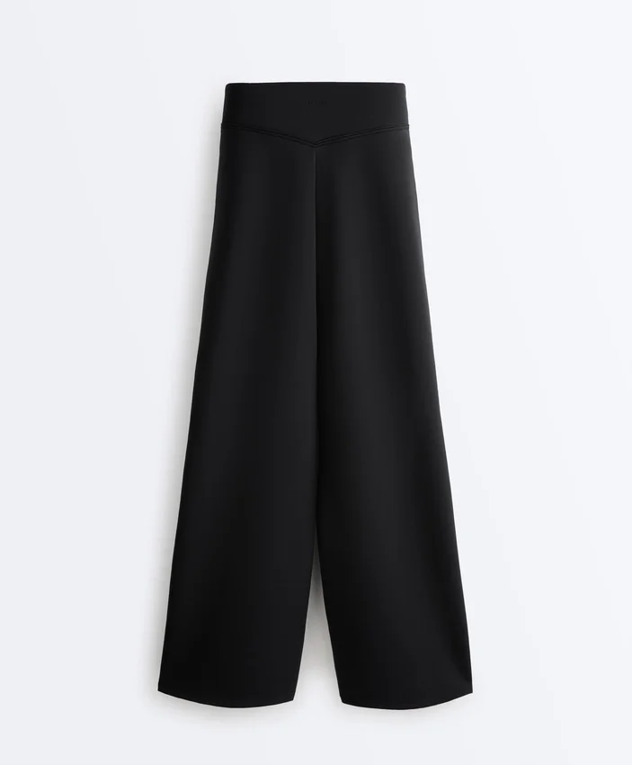 Neoprene Effect High Rise Wide-Leg Trousers Neoprene Effect High Rise Wide-Leg Trousers
