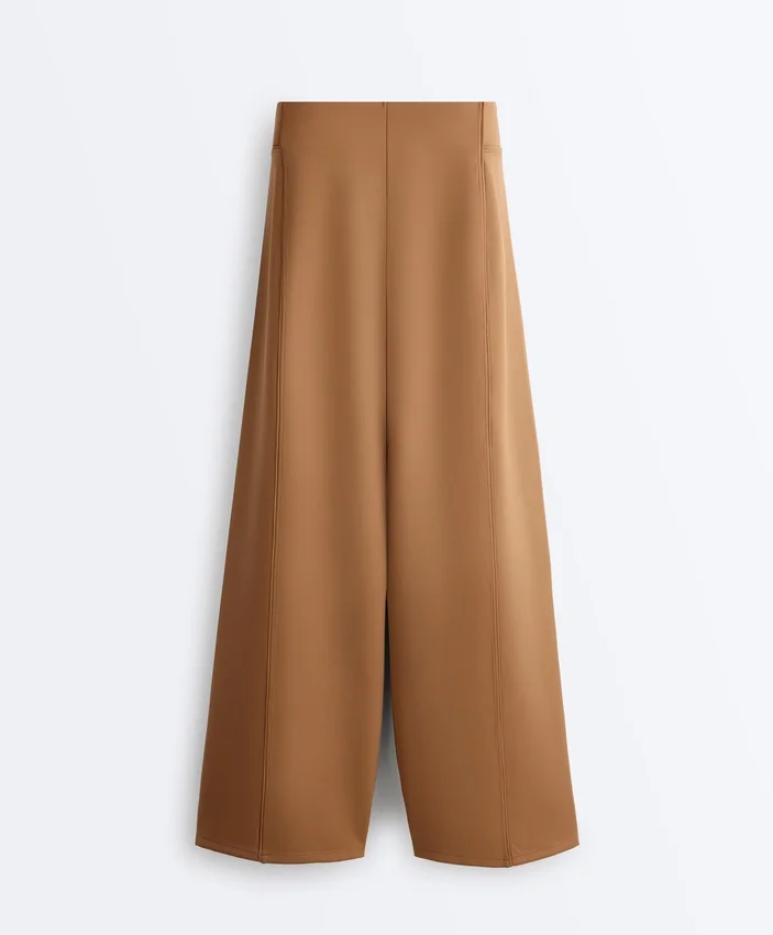 Neoprene Effect High Rise Wide-Leg Trousers Neoprene Effect High Rise Wide-Leg Trousers