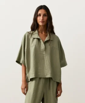 Oversize 100% Linen Short-Sleeved Shirt