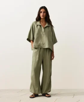 Oversize 100% Linen Short-Sleeved Shirt