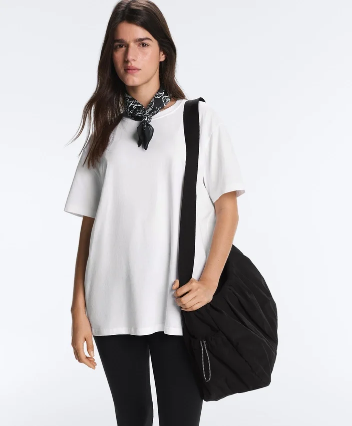 Oversize Cotton-Blend Short-Sleeved T-Shirt Oversize Cotton-Blend Short-Sleeved T-Shirt