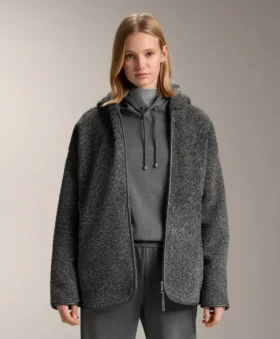 Oversize Faux-Shearling Jacket with Faux-Fur Lined Hood
