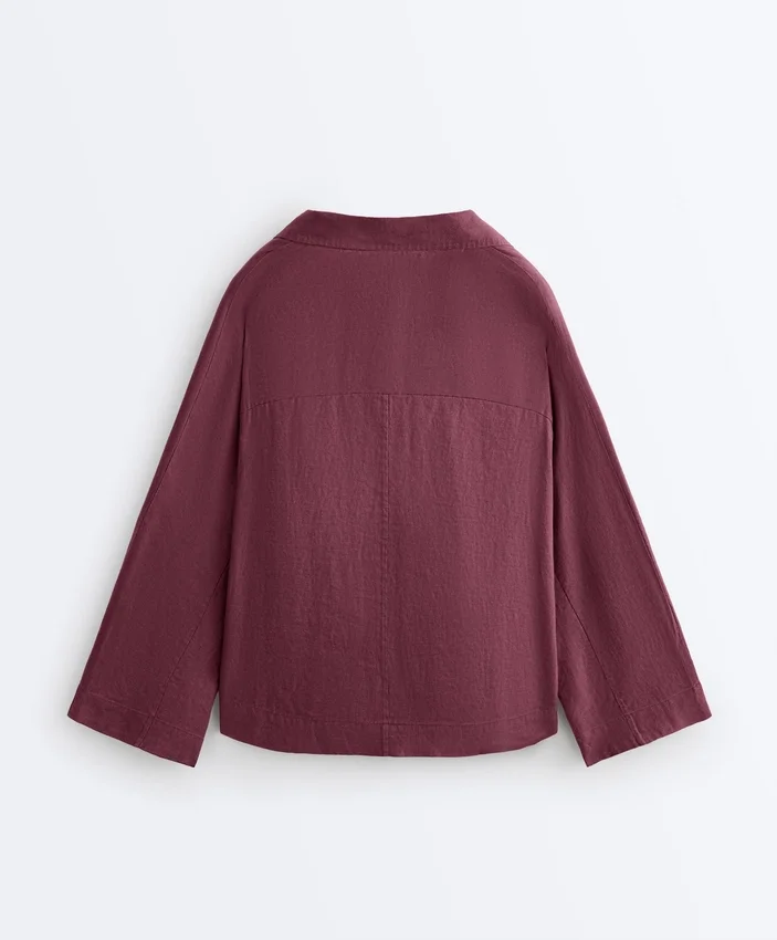Oversize Long-Sleeve 100% Linen Polo Shirt Oversize Long-Sleeve 100% Linen Polo Shirt