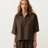 Oversize Short-Sleeve 100% Linen Polo Shirt Oversize Short-Sleeve 100% Linen Polo Shirt
