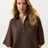Oversize Short-Sleeve 100% Linen Polo Shirt Oversize Short-Sleeve 100% Linen Polo Shirt