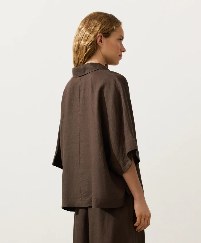 Oversize Short-Sleeve 100% Linen Polo Shirt Oversize Short-Sleeve 100% Linen Polo Shirt