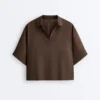 Oversize Short-Sleeve 100% Linen Polo Shirt Oversize Short-Sleeve 100% Linen Polo Shirt