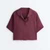Oversize Short-Sleeved 100% Linen Shirt