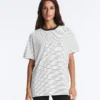 Oversize Short-Sleeved Cotton Blend T-Shirt with Contrast Stripes Oversize Short-Sleeved Cotton Blend T-Shirt with Contrast Stripes