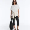 Oversize Short-Sleeved Cotton Blend T-Shirt with Contrast Stripes Oversize Short-Sleeved Cotton Blend T-Shirt with Contrast Stripes