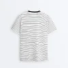 Oversize Short-Sleeved Cotton Blend T-Shirt with Contrast Stripes Oversize Short-Sleeved Cotton Blend T-Shirt with Contrast Stripes