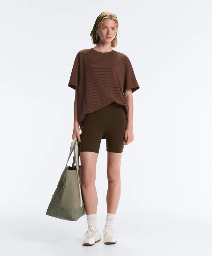 Oversize Striped Cotton Blend Short Sleeve T-Shirt Oversize Striped Cotton Blend Short Sleeve T-Shirt