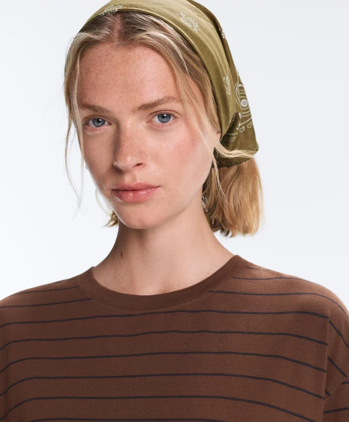 Oversize Striped Cotton Blend Short Sleeve T-Shirt Oversize Striped Cotton Blend Short Sleeve T-Shirt