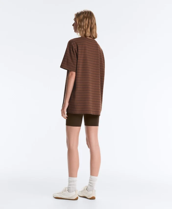 Oversize Striped Cotton Blend Short Sleeve T-Shirt Oversize Striped Cotton Blend Short Sleeve T-Shirt