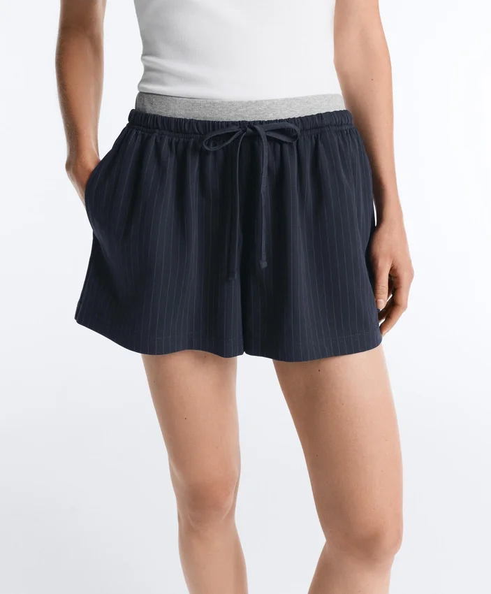 Pinstripe Cotton Pique Shorts Pinstripe Cotton Pique Shorts