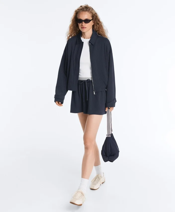 Pinstripe Cotton Pique Shorts Pinstripe Cotton Pique Shorts