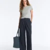 Pinstripe Cotton Pique Wide-Leg Trousers Pinstripe Cotton Pique Wide-Leg Trousers
