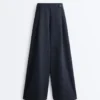 Pinstripe Cotton Pique Wide-Leg Trousers Pinstripe Cotton Pique Wide-Leg Trousers
