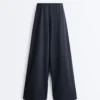 Pinstripe Cotton Pique Wide-Leg Trousers Pinstripe Cotton Pique Wide-Leg Trousers