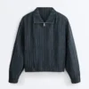 Pinstriped 100% Linen High-Neck Jacket Pinstriped 100% Linen High-Neck Jacket