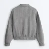 Pinstriped 100% Linen High-Neck Jacket Pinstriped 100% Linen High-Neck Jacket