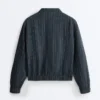 Pinstriped 100% Linen High-Neck Jacket Pinstriped 100% Linen High-Neck Jacket