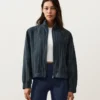 Pinstriped 100% Linen High-Neck Jacket Pinstriped 100% Linen High-Neck Jacket