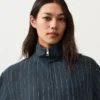 Pinstriped 100% Linen High-Neck Jacket Pinstriped 100% Linen High-Neck Jacket