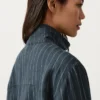 Pinstriped 100% Linen High-Neck Jacket Pinstriped 100% Linen High-Neck Jacket