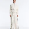 Soft-Touch Modal Wide-Leg Trousers with Contrast Piping Soft-Touch Modal Wide-Leg Trousers with Contrast Piping