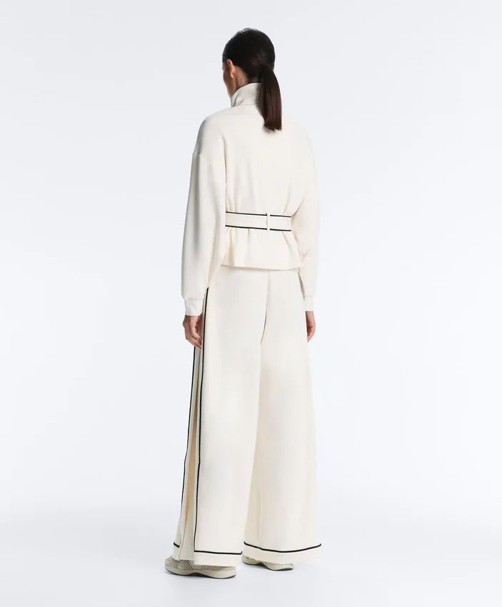 Soft-Touch Modal Wide-Leg Trousers with Contrast Piping Soft-Touch Modal Wide-Leg Trousers with Contrast Piping
