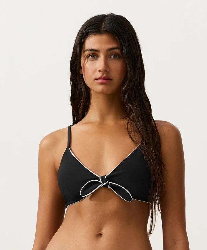 Piping Triangle Bikini Top with Ties Piping Triangle Bikini Top with Ties
