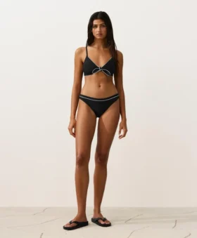 Piping Triangle Bikini Top with Ties