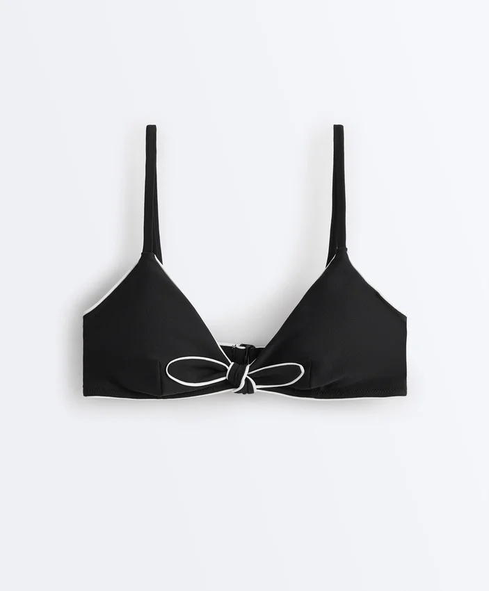 Piping Triangle Bikini Top with Ties Piping Triangle Bikini Top with Ties