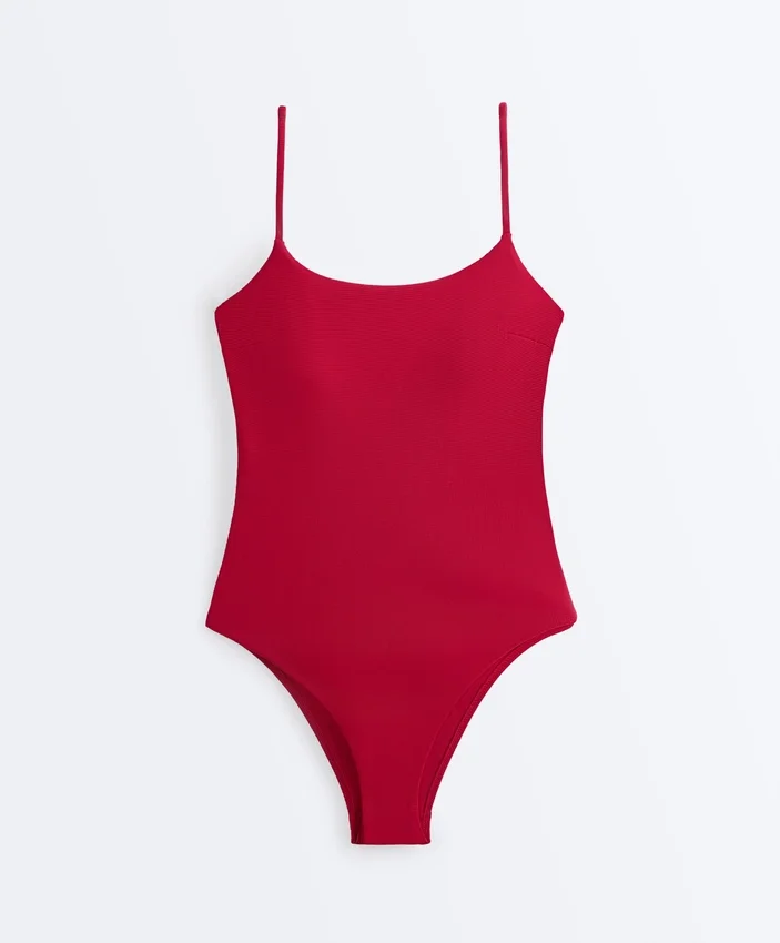 Piqué Round Neck Swimsuit Piqué Round Neck Swimsuit